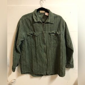 Green Corduroy Zip Up Jacket